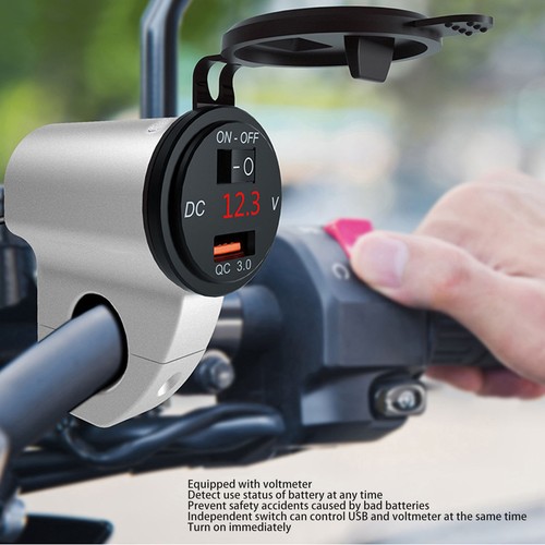 Motorcycle USB Charger Waterproof 12V Power Adapter Digital Display Voltage RH - Bild 8 von 24