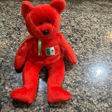 Ty Beanie Babies Osito Bear 1999 Red Mexico Flag Plush Collectible Toy