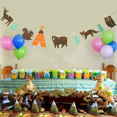  Enchanted Forest Filz Banner Cartoon Tiere Bunting Hanging Decor für Zelt Party