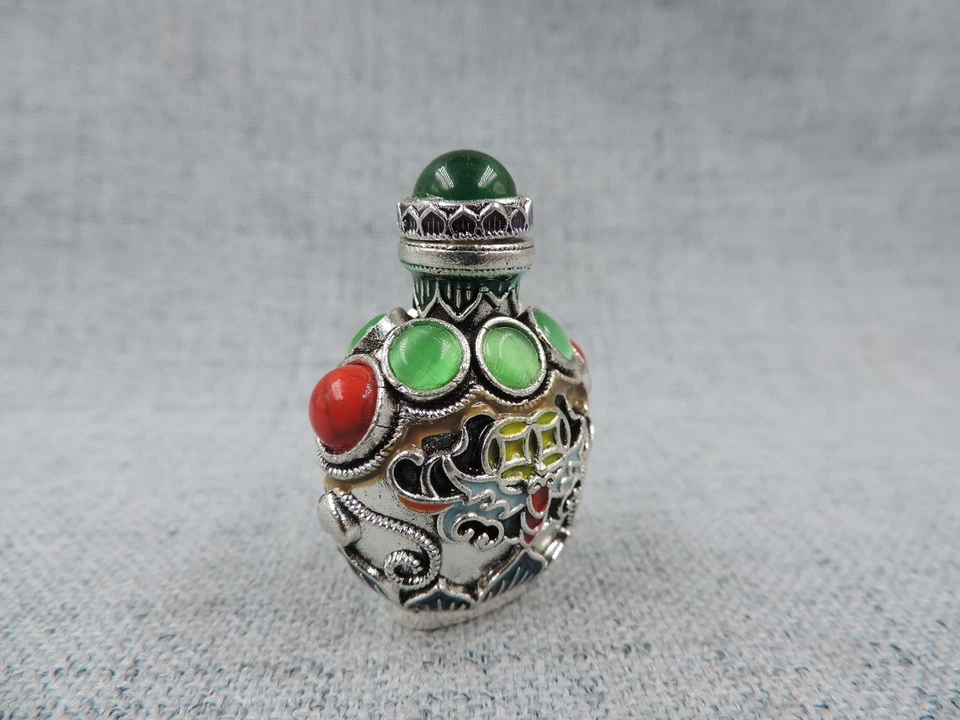 Botella de tabaco Cloisonne China con incrustación hecha a mano patrón de suerte DF Foto 3 de 4