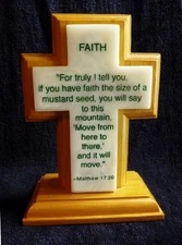 Faith, Wood and Synthetic Stone 5.75" Cross, Tabletop Decor