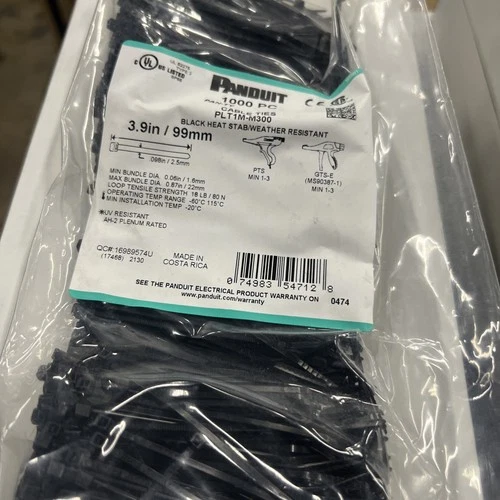 Panduit PLT1M-M300 Pan-Ty 3.9” (99mm) Cable Ties, Weather Resistant (1,000)
