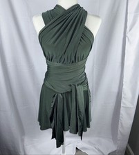 Boohoo Night Dress Wrap Tie Waist Toga Front Mini Green Woman’s Size 2