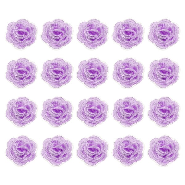 20 StüCk Blumen Applikationen, 3D BlüTen Spitze Zum AufnäHen, 2,8Cm Lila FüR Diy-image