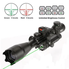 4-in-1 4-16x50 EG Riflescope Kit, Dot Laser, Reflex Sight, Green Laser, Offset R