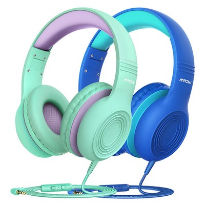 Mpow CH6S Kinderkopfhörer  Faltbar Lautstärkeregelung 2er-Pack  Blau und Grün