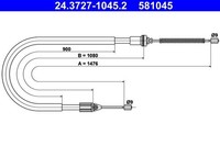 ATE Seilzug, Feststellbremse 24.3727-1045.2 FüR Renault