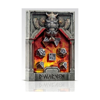 Q-Workshop Dwarven Dice Poly Set Metal w/Black (7) EX