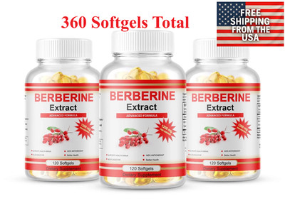 3 Packs Berberine 1200mg High Abosorption 360 Blood Sugar Immune 6 Months Supply