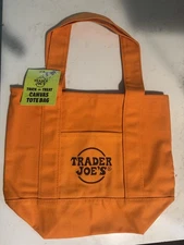 Trader Joes Halloween Orange Mini Canvas Tote Bag Trick Or Treat NEW WITH TAGS