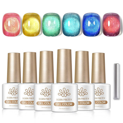 Magnetic Eye Gel Nail Polish 6 Colors Neon Shimmer Blue Green Pink Holographic M