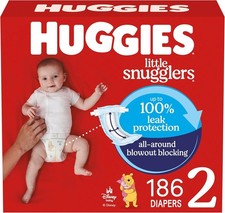 Huggies Snugglers Size 2 Baby Diapers 186 Ct (12-18 lbs) Leak Protection 0.34 per diaper