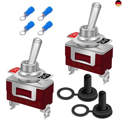 mxuteuk 2 Stück Kippschalter 12V 30A EIN/AUS 2 poliger 2 Positionen SPST 