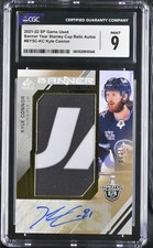 ‼️2021 SP Game Used Banner Year Stanley Cup Relic Auto Kyle Connor CGC 9~POP 1💨