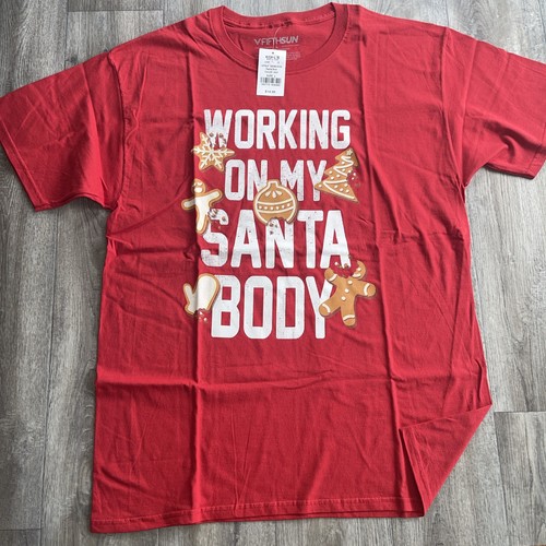 NWT Fifth Sun Red T-Shirt "Working On My Santa Body" Mens Size Large NEW! - Picture 1 of 5