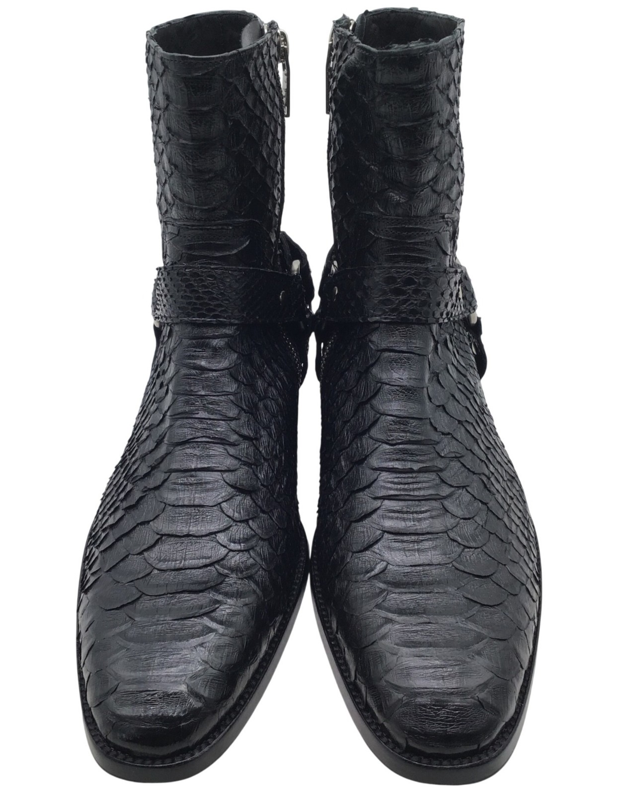 Saint Laurent Black Python Leather Ankle Boots Wo… - image 1