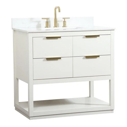 Elegant Decor Larkin 36" MDF Single Bathroom Vanity with Backsplash in White - Picture 1 of 8