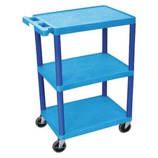 Utility Cart With Lipped Plastic Shelves, 300 Lb Load Capacity, 3 Shelves, 24