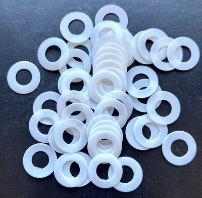 Teflon (PTFE) P.T.F.E. Unterlegscheiben - 15,3 mm O/D x 7,8 mm I/D x 0,5 mm Thk, verschiedene Q'S