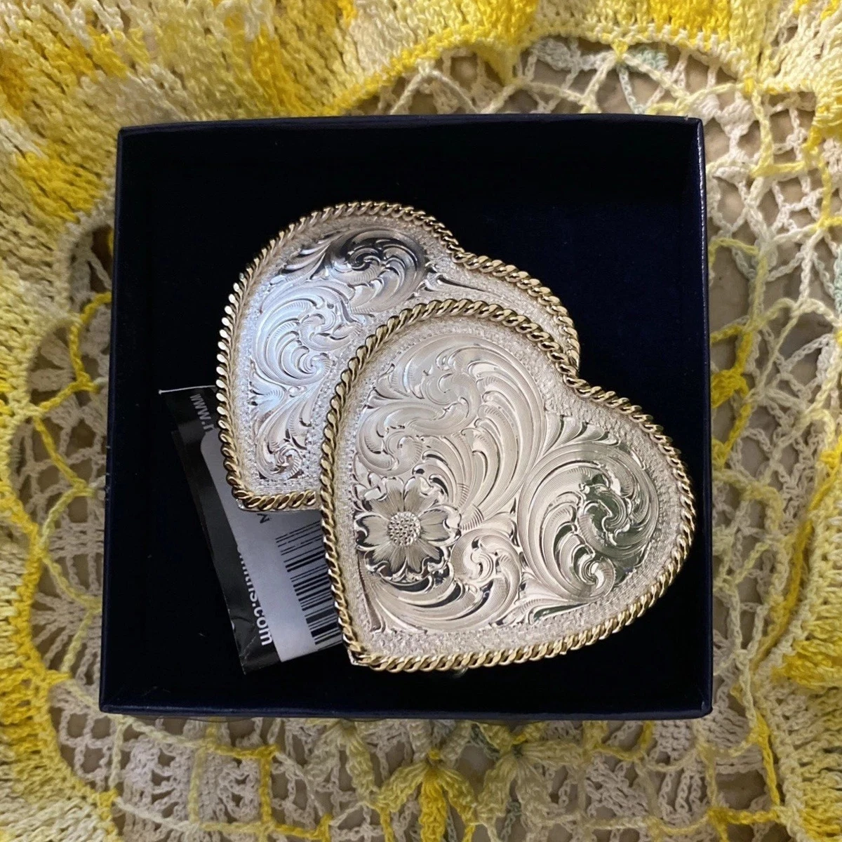 MONTANA Silversmiths 
Buckle-heart & flames w/paint color regal Red Montana Silversmith Heart Buckle - Etsy main image 2