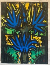 Alan-Gilbert MEAUCE (1907-1977) Abstract Composition Leaves Trees 65 X 50 Cm