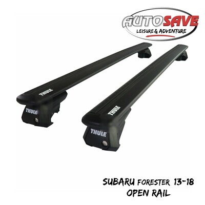 Thule Alu WingBar Evo Black Roof Bars Set to fit Subaru Forester 13-18 Open Rail