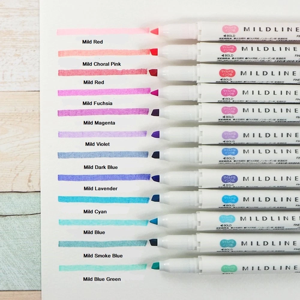 Zebra Mildliner Double-Sided Pastel Highlighters - Single Pen (35 Colo –  Moku Bungu Stationery