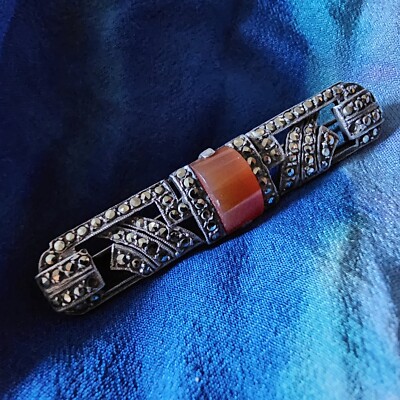Broche Ancienne En Argent 935 Époque Art Déco - Occasion Avec Patine ("Dans Son Jus")