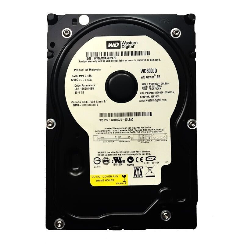 Western Digital 80GB WD800JD 7200RPM 8MB SATA 3.5
