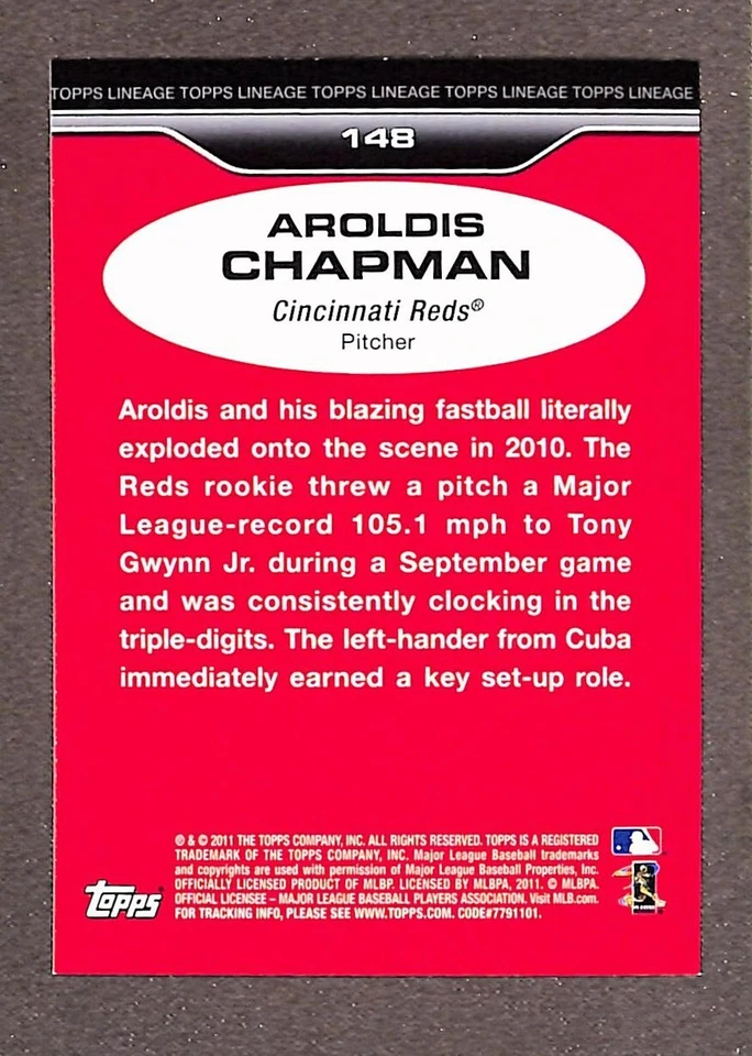 2011 Topps Diamond Anniversary Speckle Refractor Rookie #148 Aroldis Chapman Foto 2 de 3