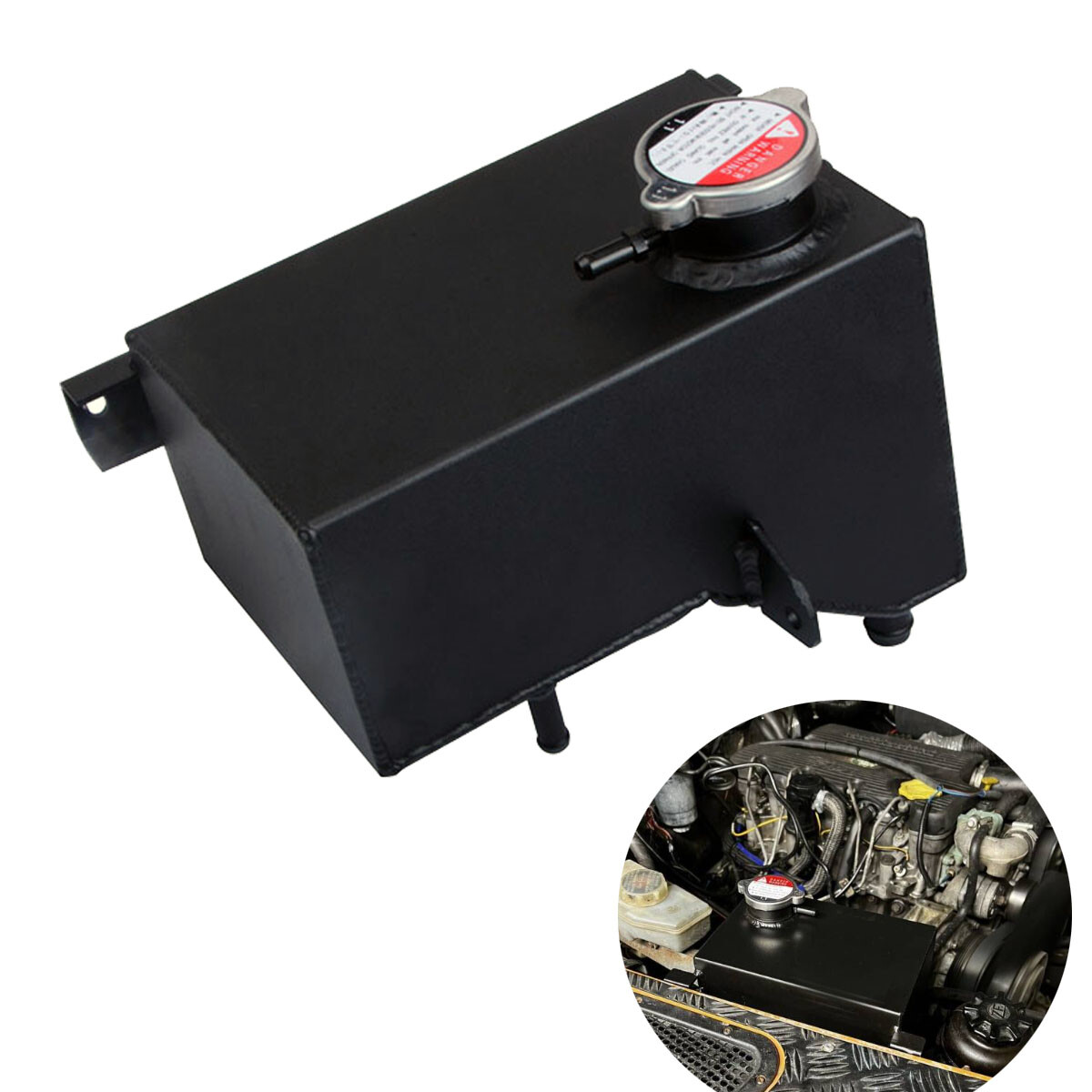 For Land Rover Defender 300 TDI V8 Black Aluminum Coolant Expansion Header Tank