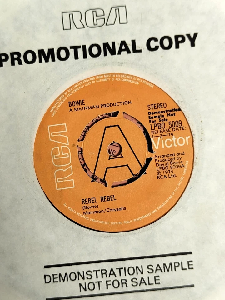 Not For Sale Ultra Rare David Bowie Rebel Rebel 7" UK Demo 1974 Diamond Dogs LP  - Image 3 of 4