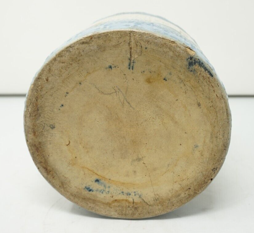 Antique Salt Glaze Stoneware Good Luck Swastika Butter Crock