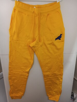 STAPLE 2111B6718 DOUBLE LOGO PIGEON SWEATPANTS in Yellow NWT Adult  XS