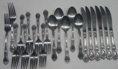Rogers Stanley Roberts Precious Rose Flatware Lot 21 pc