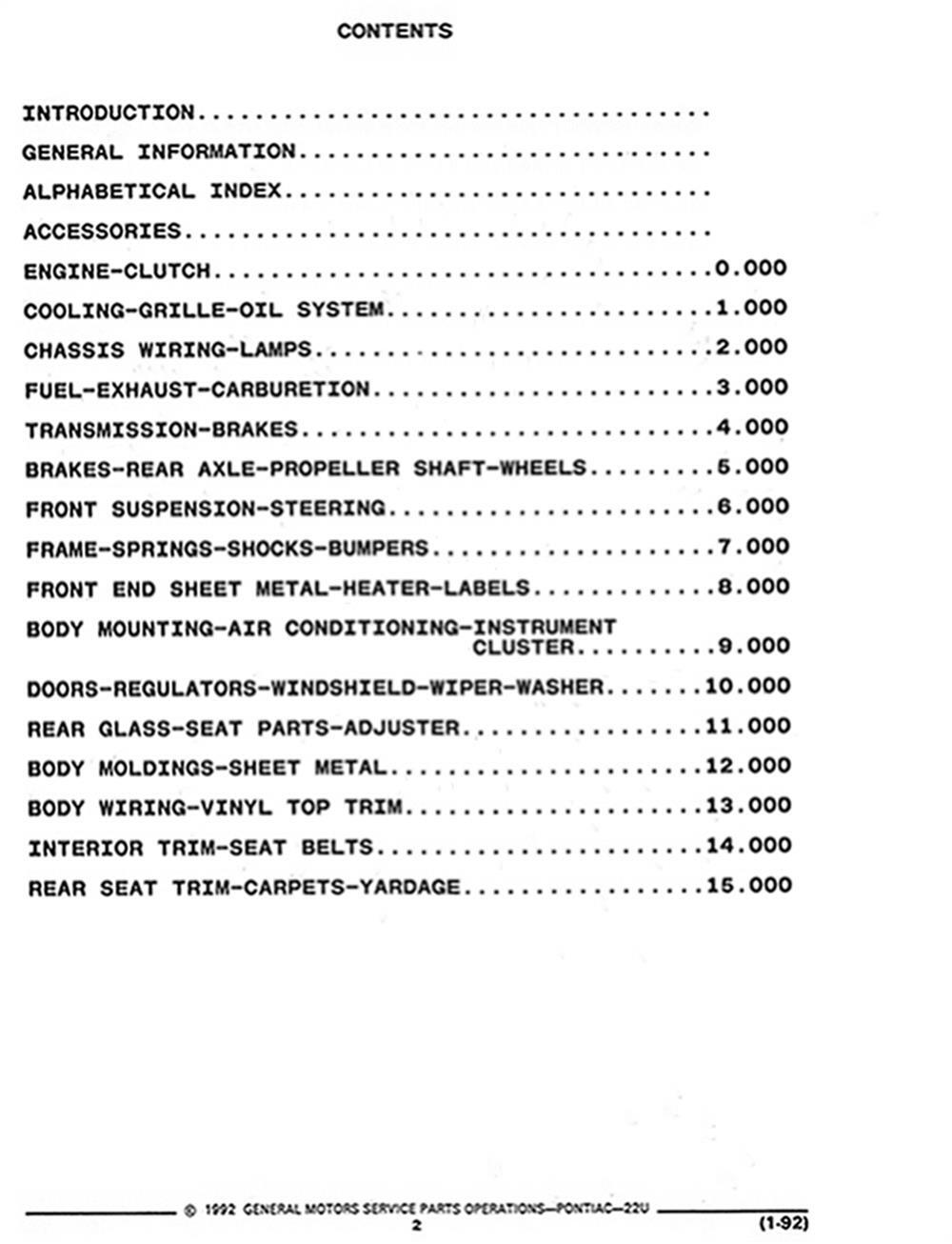 1988 only Pontiac LeMans Parts Book OEM Le Mans Master Part Number