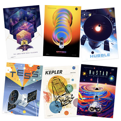 NASA Exoplanet Travel Bureau Telescopes Space Wall Art A4 Poster Pack of 6