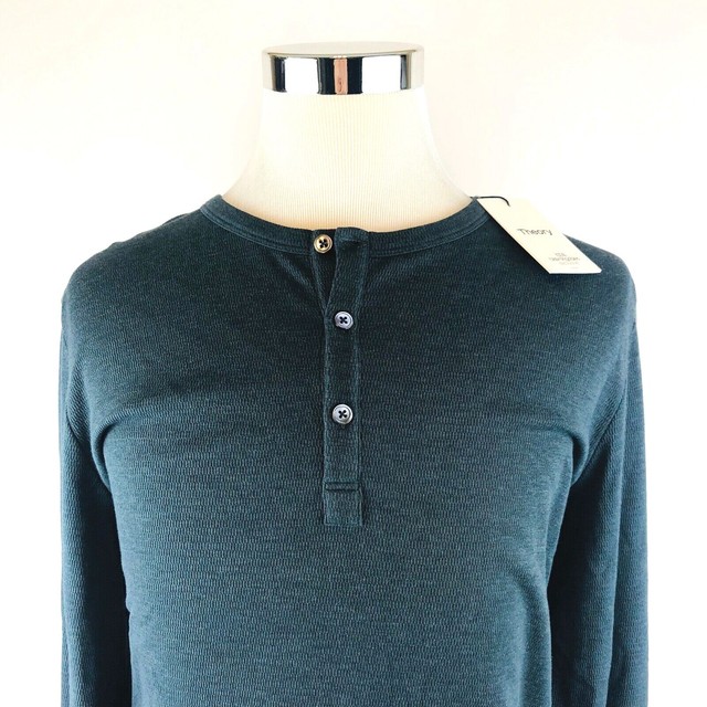 Theory Seth Dual Double Cotton Blend Long Sleeve Henley Shirt Mens XL