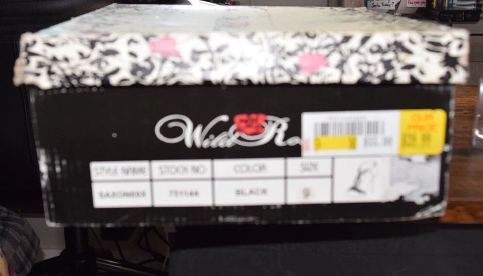 NUEVO EN CAJA Tacones Abiertos Wild Rose "Saxon" Negro y Estrás Talla 9.0 Foto 4 de 4