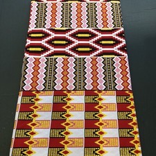 African fabric, Ankara fabric, Gold glitter red kente print fabric, Ceremonial