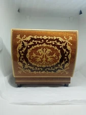 Vtg.Original Germany Deichert Ballerina H.M Collage Rose Wood  Jewelry Music Box