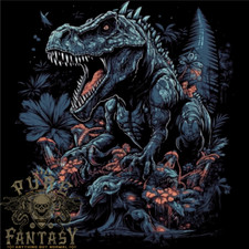 a T-Rex Dinosaur in a Prehistoric Forest Mens Light Cotton T-Shirt