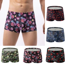 Men's Sexy Underwear Underpants Soft Boxers Shorts Briefs Trunks Button Low Rise