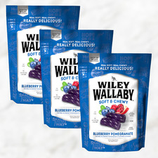 Wiley Wallaby Soft & Chewy 4oz. BLUEBERRY POMEGRANATE Licorice (3 Bags)