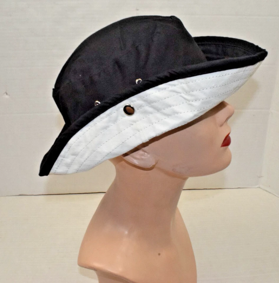 Sombrero Cubo Gitano Años 90 Talla Única Forro Negro Blanco 2 Tonos Lado A Presión Foto 2 de 4