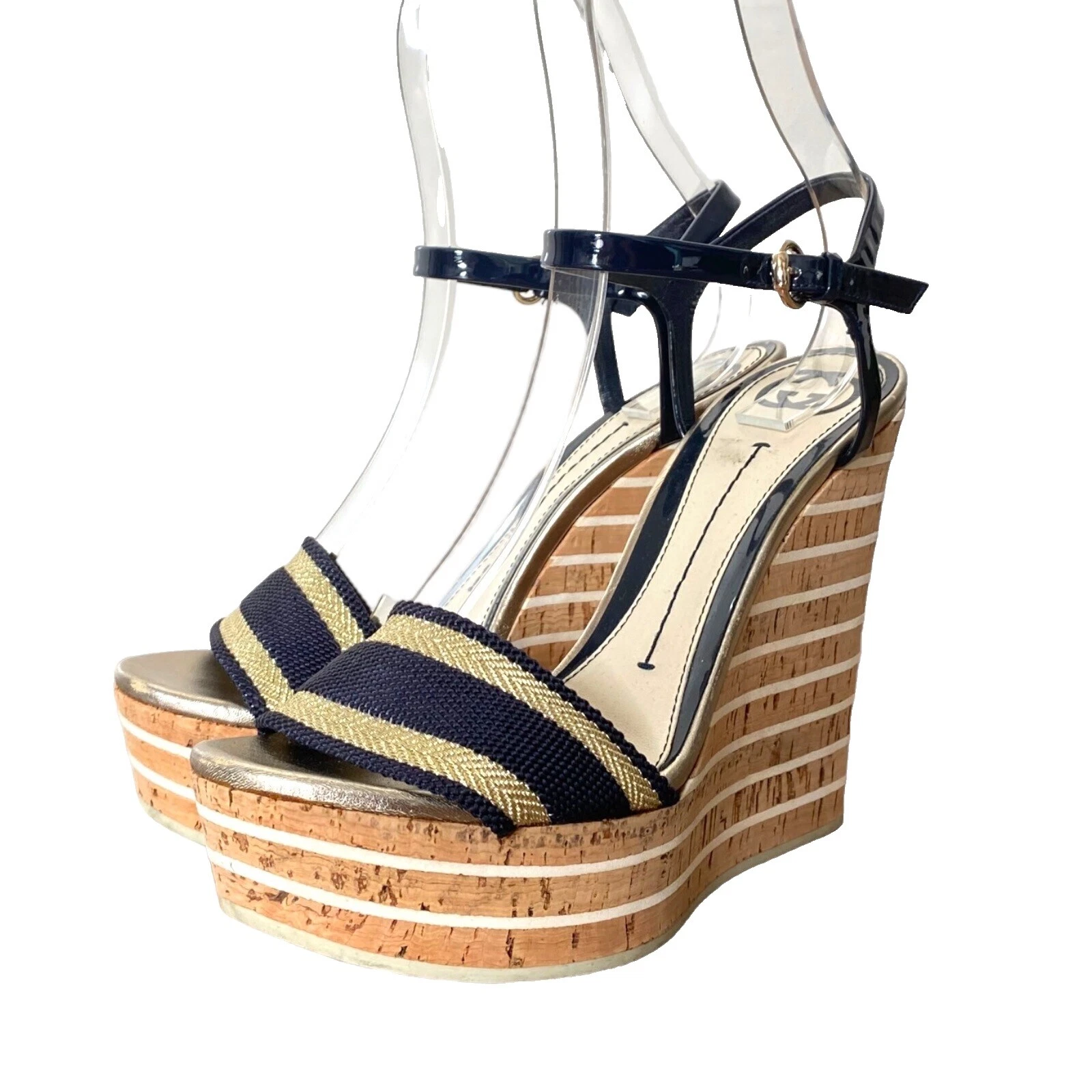 Gucci Wedge Patent Leather Upper Sandals for Women