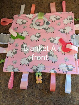 Baby Sensory Blanket With Tags, Teething Toy & Crinkle with Free shipping