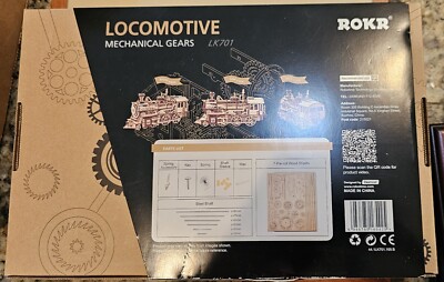 New ROKR Locomotive Mechanical Gears LK701 3D Wooden Puzzle Kit Sealed ...