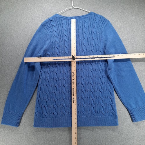 Talbots Sweater Womens XL Blue Long Sleeve Crew Neck Cable Knit Pullover - Picture 7 of 10