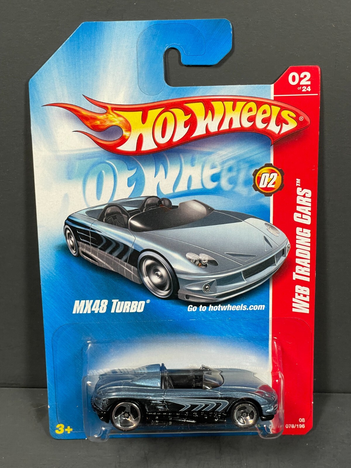 HOT WHEELS 2008 MX48 Turbo #2/24, Blue, Web Trading Cards, Col#78
